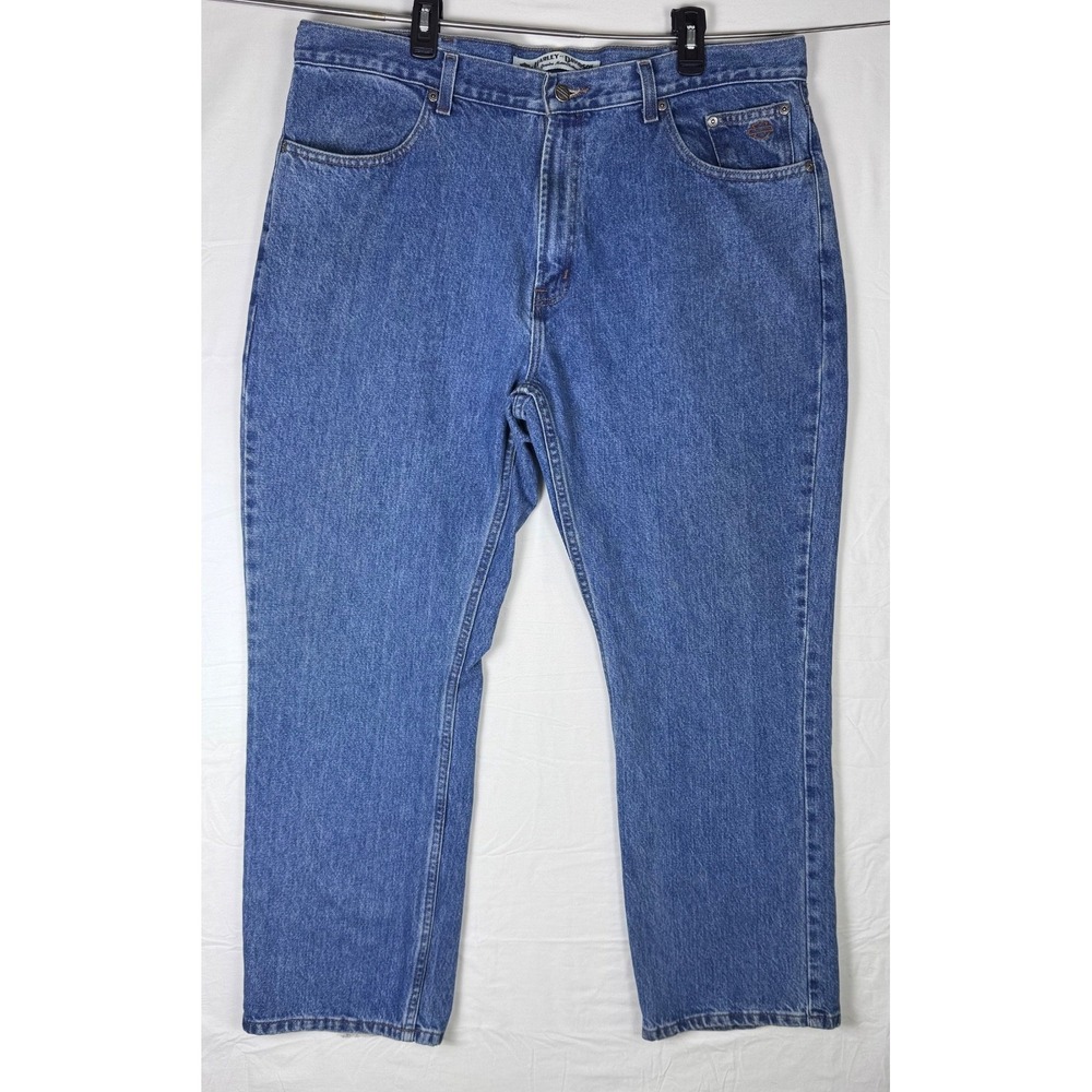 Harley Davidson Jeans Mens 40x27 Blue Straight Leg Vintage Y2K Denim Biker Pants